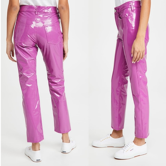 Simon Miller Vegan Patent Leather Straight Leg Pant in Magenta Purple NEW - Picture 7 of 16